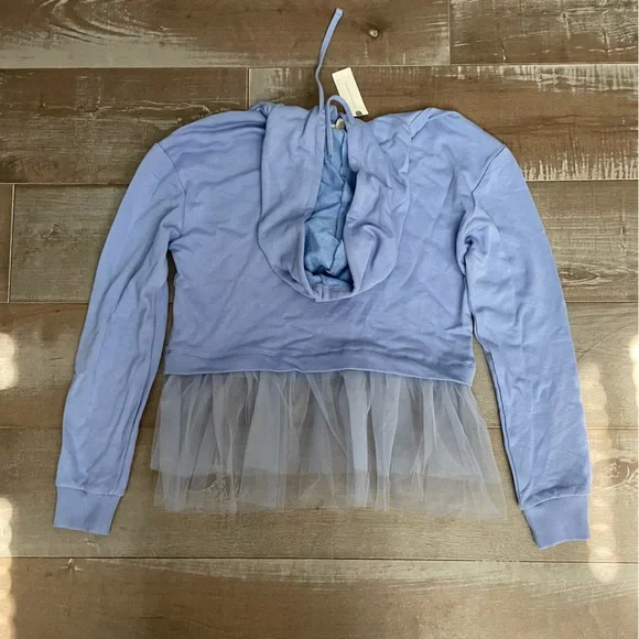 Pilcro Tulle-hem Short-sleeve hoodie - Picture 8 of 12